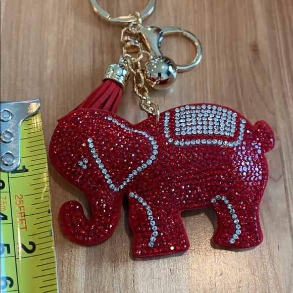 ALABAMA FANS Red/white Elephant Key Chain w/clip. - Picture 7 of 8